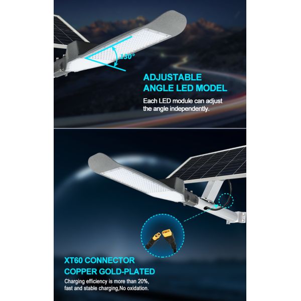 IP66 High Power Solar Street Light 150 Watt 200 Watt 400 Watt 6000k With Battery