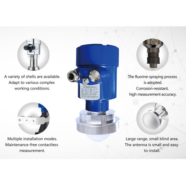 80GHz Radar level Transmitter process temperature -40~+260℃ and process presure