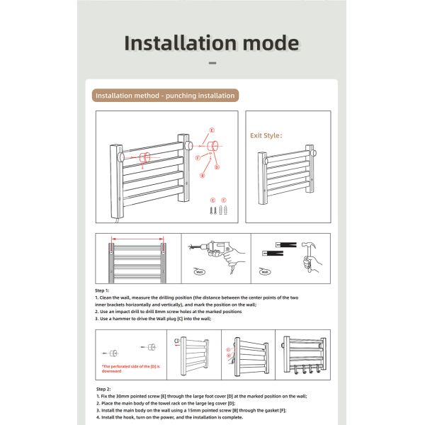Three-layer Modern Design Steel Bathroom Heated Towel Warmer Rail Electric 1000 400