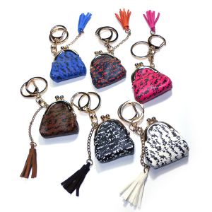 China CE Mini Coin Purse Keyring , Brass Plating Bag Tassel Keychain on sale