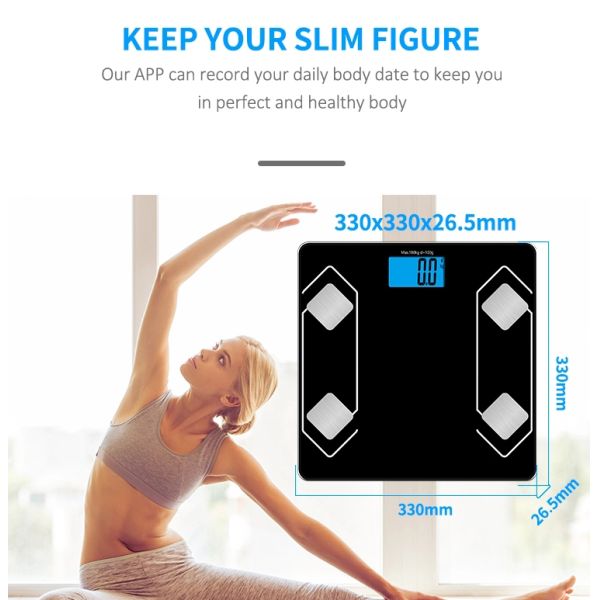 Automatic On / Off Wireless Smart Bluetooth Body Analyser Scale