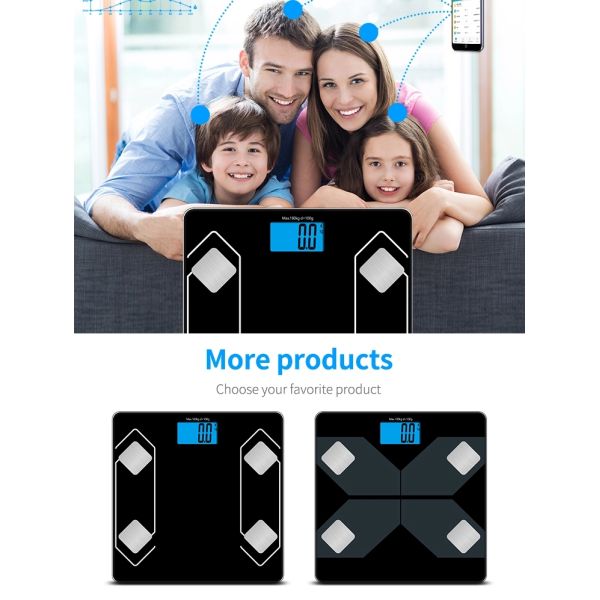 Automatic On / Off Wireless Smart Bluetooth Body Analyser Scale