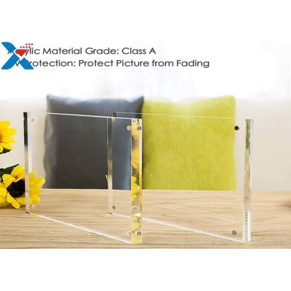 Clear Double Sided Acrylic Block Photo Frame , Acrylic Magnetic Picture Frames