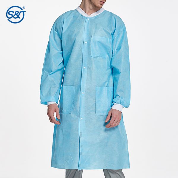 Nonwoven disposable Laboratory coat 3-layer SMS Full Length Lab Coat