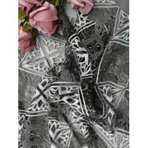 Geo Diamond Tulle Embroidered Lace Fabric Curtain Cloth
