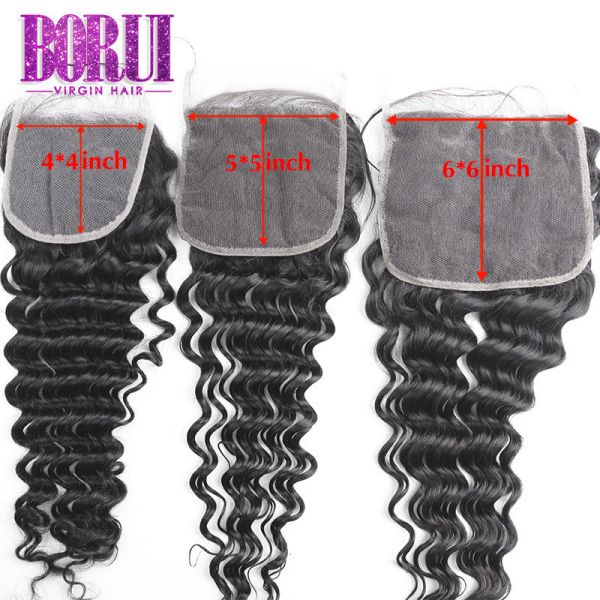 Buy Raw Human Hair Lace Closure No Shedding Tangle Swiss Lace 4*4 Deep Wave at wholesale prices