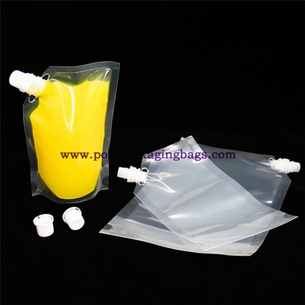 Buy Custom Clear Plastic Liquid Drinking Stand Up Pouch With Spout at wholesale prices