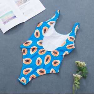 Scoop Neck Halter Top With Fruit One- Piece Swimsuit Women