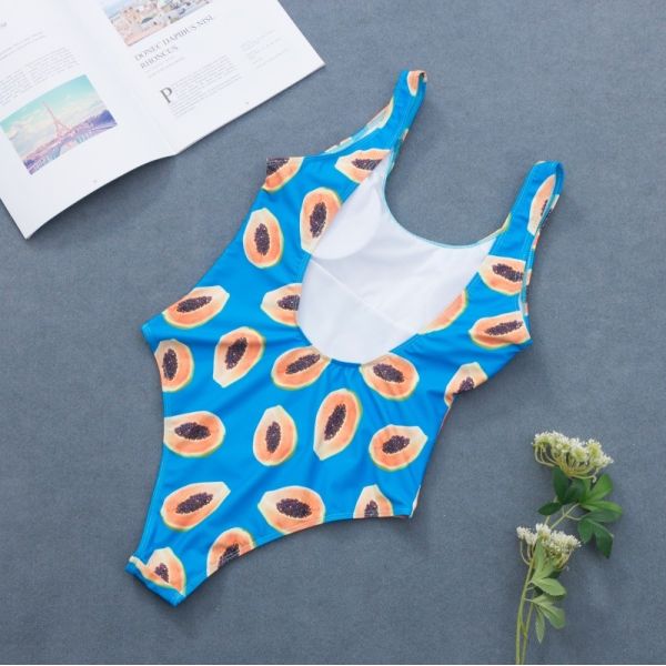 Scoop Neck Halter Top With Fruit One- Piece Swimsuit Women