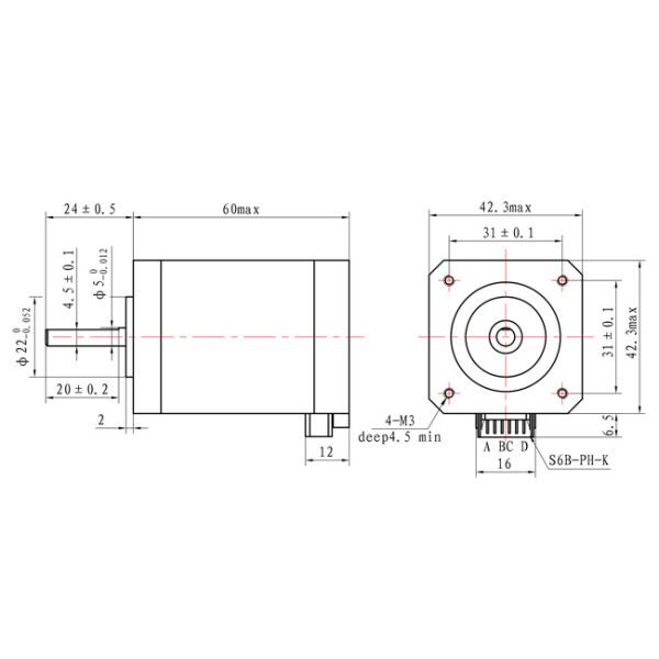 Nema 17 Stepper Motor Bipolar 60mm Body 1.5A 4 wires Connector for 3D Printer Medical Machine