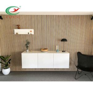 Mildewproof Fluted Wooden Acoustic Panels Wall Stable Multiscene