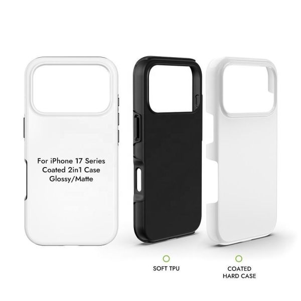 Sublimation 3d 2 In 1 Coated Phone Case Blanks Matte Glossy For Iphone 17 Series Mobile Phone Cover