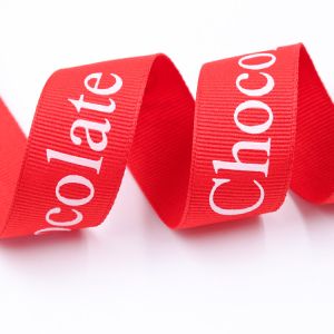 Embossed Hot Stamping Grosgrain Ribbon Logo For Chocolate