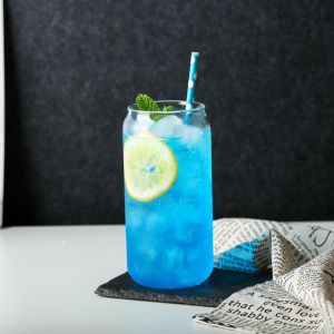 Reusable Borosilicate Glass Tumbler With Straws , Stain Free Glass Cappuccino