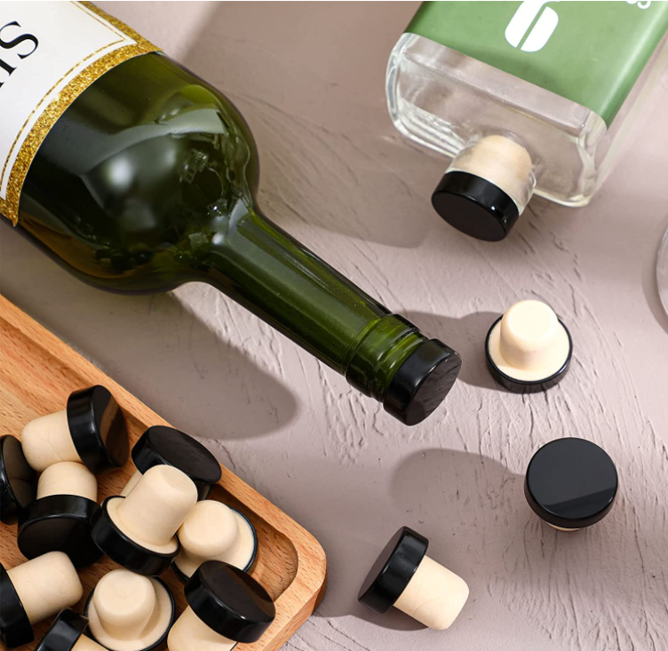 Custom Size Wooden Top Polymer Lid Whisky Bottle Cap Wine Stopper Synthetic Cork