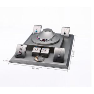 Leather Jewelry Display Kit Showcase Multiple Wedding Ring Holder Set