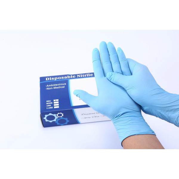 Buy Ambidextrous Non Medical Disposable Nitrile Gloves With Powdered Free at wholesale prices