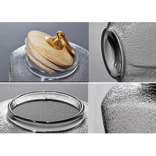 Crystal Sealable Glass Bottles Wooden Healthy Lid Korean Style 390ml / 420ml Capacity