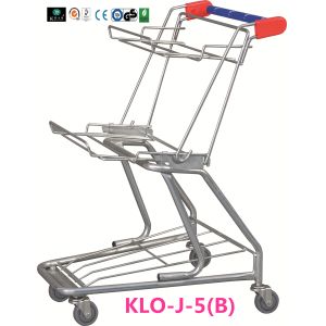 Two - Layer Zinc Plating Supermarket Shopping Basket Trolley For Grocery Store