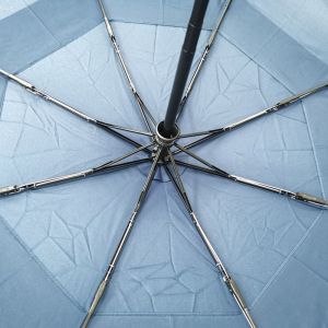 Vented Canopy 3 Folding Umbrella Windproof LED Handle And Fiberglass Frame