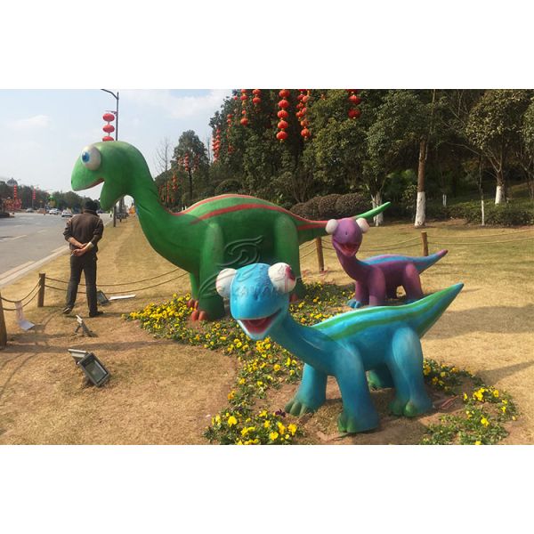 Amusement Park Fiberglass Dinosaur Mother And Daughter Normal Steel Frame Structure