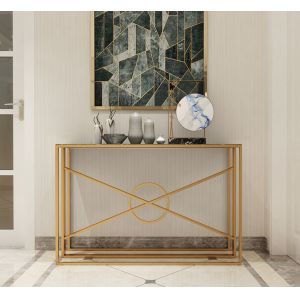 Contemporary Marble top Gold Metal Frame Console table Hallway table