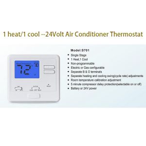 Manual Heating And Cooling AC Wired Room Thermostat For Central Air Conditioner