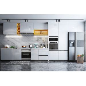 Customized Modern Kitchen Cabinet / Solid Wood With MDF Door