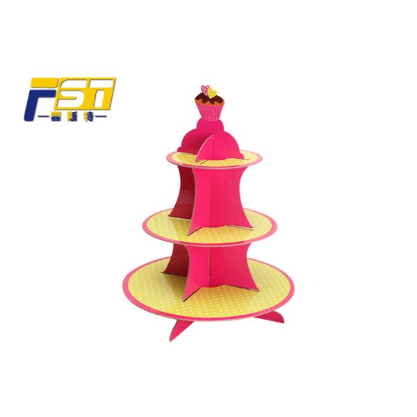 100% Recyclable 2 Tier Cardboard Cupcake Stand 4C Full Color Glossy / Matt Film Lamination