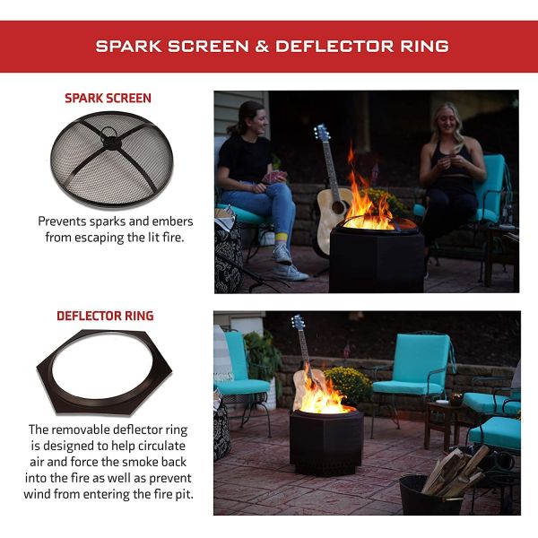 Waterproof Cover Portable Camping Smokeless Fire Pit Dragonfire 23.5 Inch