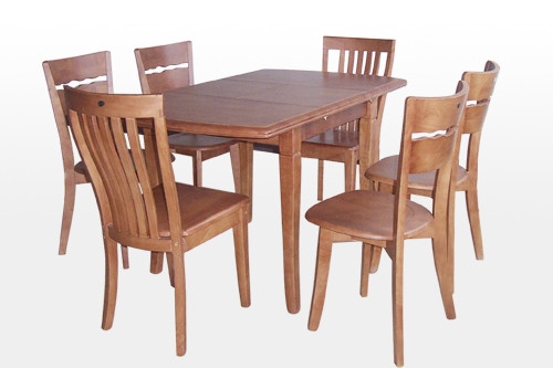 Buy Custom Rectangle Restaurant Rubberwood Dining Table With Six Chair at wholesale prices