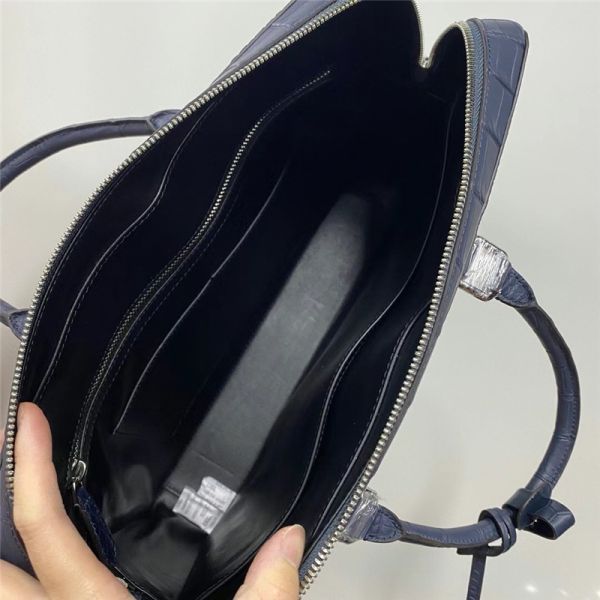 Authentic Crocodile Belly Skin Matt Finish Navy Blue Businessmen Briefcase Purse Genuine Alligator Leather Male Handbag