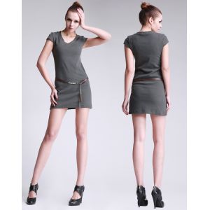 Cotton Black Short Flared Dresses , Custom Summer Slim Dress
