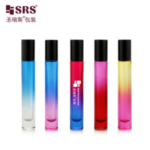 Quality 10ml Round Shape Thick Bottom Luxury Empty Custom Gradient Color Glass Oil Bottle Roll On for sale