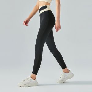 Color contrast Yoga Pants women's high waist nylon trackless fitness leggings