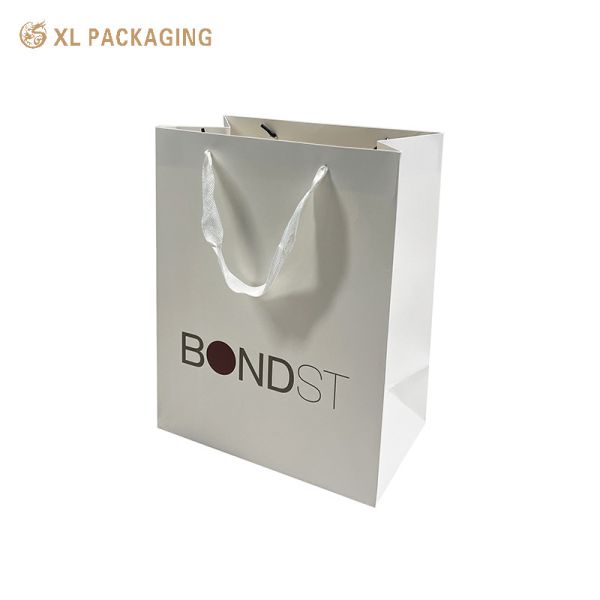 XL Packaging Custom Packaging Factory Custom Own Logo 250gsm Art Paper Shopping Bag with White Ribbon and Inner Box