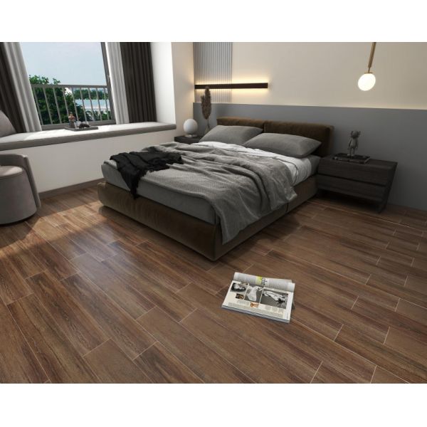 Khaki Wooden Porcelain Tiles 15x90cm Matt Surface for Floor Wall