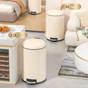 Indoor Living Room Bathroom Stainless Steel Pedal Trash Can