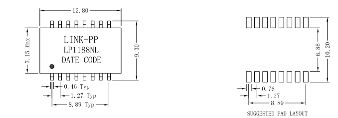 HX1188FNL/ HX1188FNLT XFRMR MAGNETIC 1PORT 1:1 10/100 Transformer