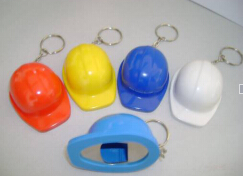 Freeuni High quality Hot selling Cheap safety hemlet bottle opener with keychain customize