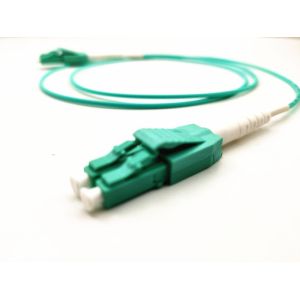 China PVC LSZH Jacket Fiber Optic Patch Cables LC Duplex Uniboot OM4 High Density on sale