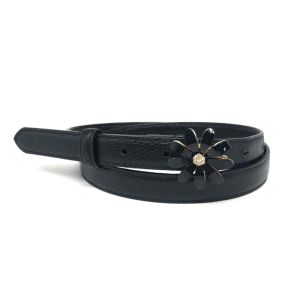20mm Womens Genuine Leather Belt With Flower Shape Buckle