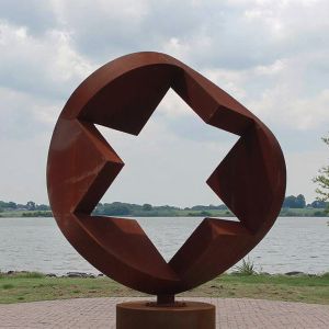 Custom Outdoor Weathering Steel Geometric Star Sculpture by Professional