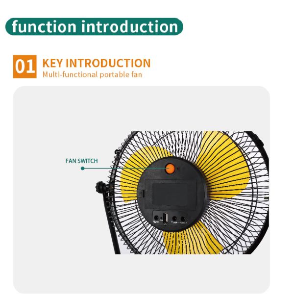Led Light Solar Electric Fan With USB Mobile Phone Charge Function