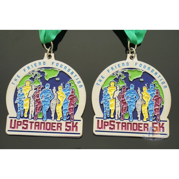 Matt Silver Plating Custom Sports Medals / Upstander 5K Medal