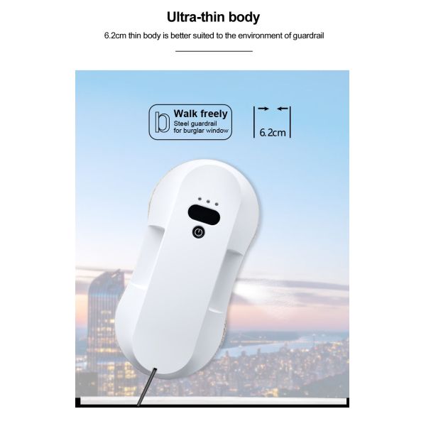 Electric Window Cleaner for Bath and Exterior Cleaning Ultra-Thin 62mm Water Spray Robot