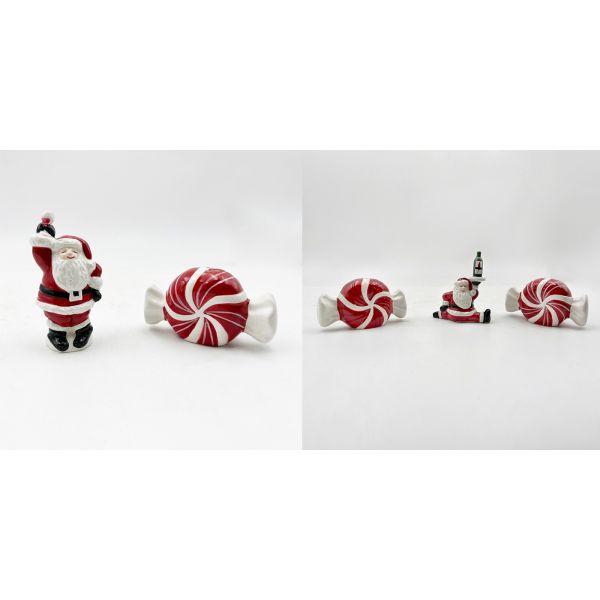 Hand Painted Ceramic Craft Christmas Santa Claus New Year Candy Salt & Pepper Shaker Custom Size Pattern