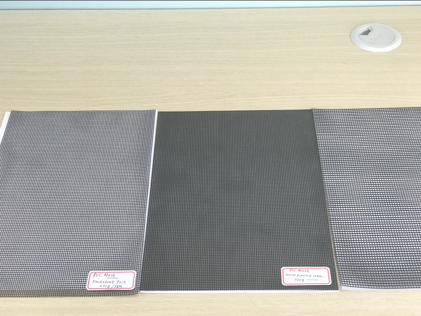 500D X 500D 9x13 Reinforced PVC Coated Polyester Mesh Black Mesh For Outdoor Fence