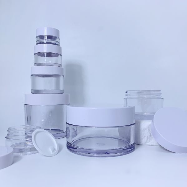 Custom Logo Beauty Cream Double Wall PS/PET/PETG plastic Jar With Screw Cap Seal For acrylic powder