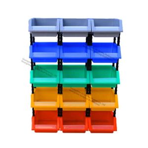DIY 53kg Stackable Plastic Bins Blue Yellow Green